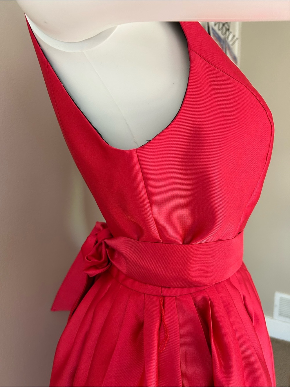 Isaac Mizrahi New York Red Satin Fit & Flare Cocktail Dress Size 8 - Picture 6 of 13